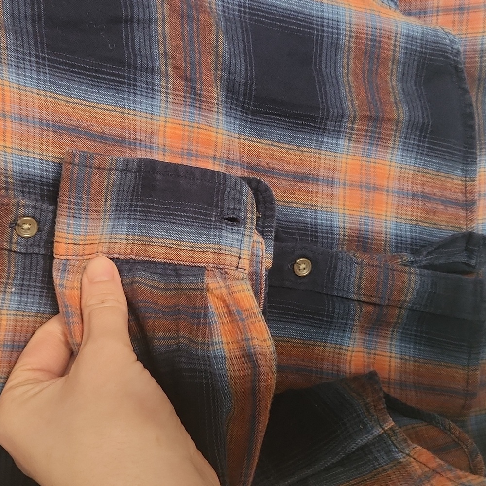 Prana Brown And Orange Plaid Button Down Size Small - Picture 5 of 7